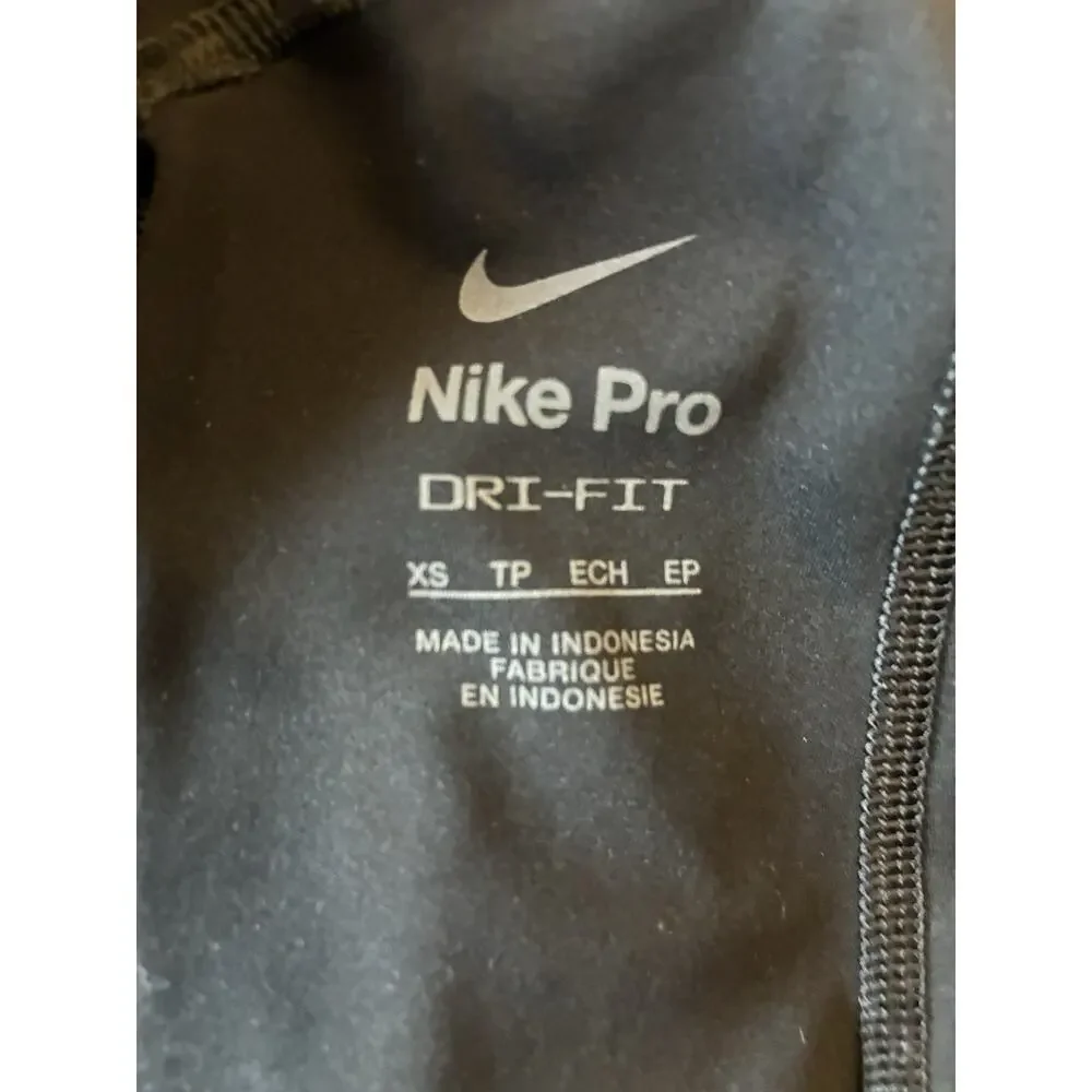 Nike Pro Dri Fit Women’s Mini Shorts Black XS Gym Running Grey Swoosh Logo 3”